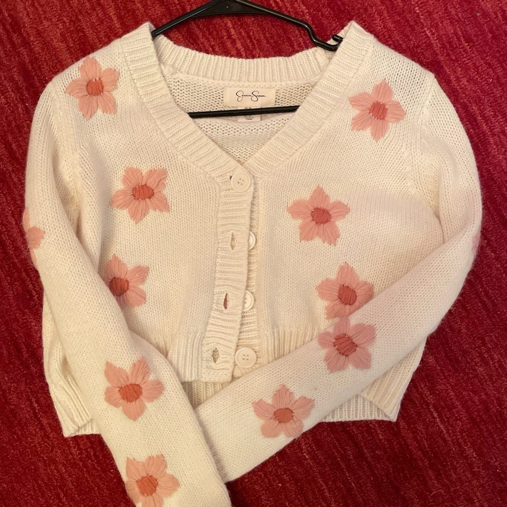 Jessica Simpson Cream and Pink Floral Cardigan